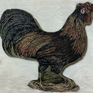 Vintage Chicken Shaped Farmhouse Accent Pillow